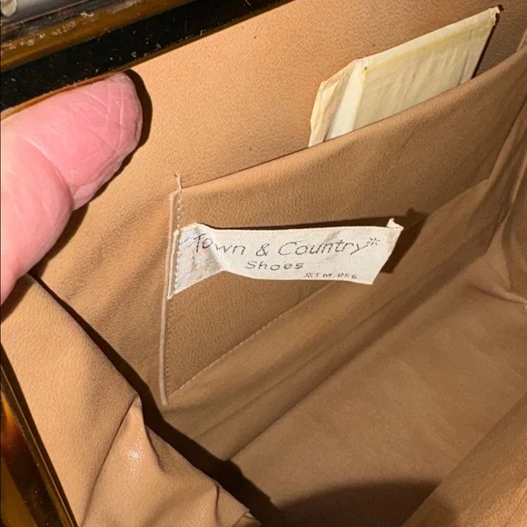 Town & Country Vintage 50’s Satchel Shoulder bag  burgundy red wine Suede Patent - Picture 12 of 13